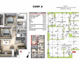 Lakás 3 szobák eladó on Floresti