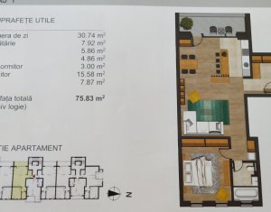 Lakás 2 szobák eladó on Cluj-napoca, Zóna Buna Ziua