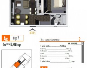 Lakás 2 szobák eladó on Cluj-napoca, Zóna Marasti