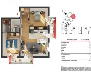 Lakás 3 szobák eladó on Cluj-napoca, Zóna Marasti