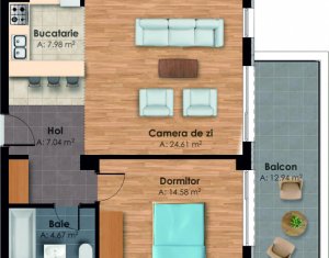 Lakás 2 szobák eladó on Cluj-napoca, Zóna Centru