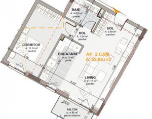Lakás 2 szobák eladó on Cluj-napoca, Zóna Marasti