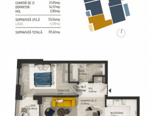 Lakás 2 szobák eladó on Cluj-napoca, Zóna Centru