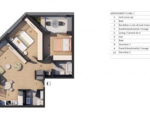 Appartement 3 chambres à vendre dans Floresti