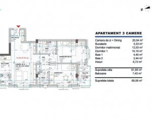 Lakás 3 szobák eladó on Floresti