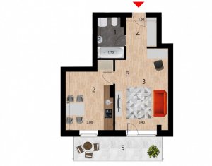 Lakás 1 szobák eladó on Cluj-napoca, Zóna Zorilor