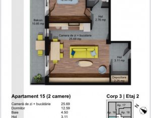 Lakás 2 szobák eladó on Baciu