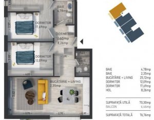 Appartement 3 chambres à vendre dans Baciu