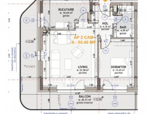 , 55.46m2 in Floresti
