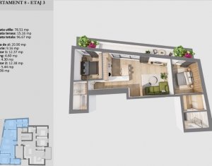 Appartement 3 chambres à vendre dans Cluj-napoca, zone Centru