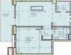 , 44.16m2 on Cluj-napoca, Zóna Centru