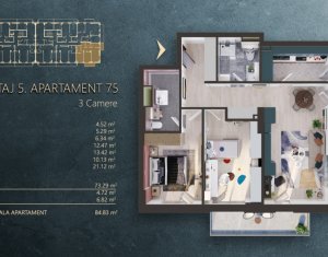 De vanzare apartament cu 3 camere, bloc nou