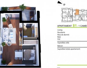 Lakás 1 szobák eladó on Cluj-napoca, Zóna Gheorgheni