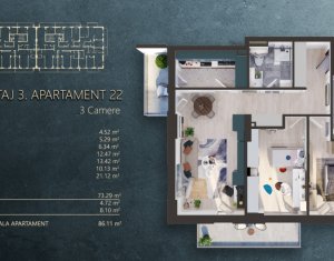 Bloc nou Apartament cu 3 camere 2 bai 2 balcoane