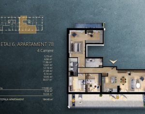 Appartement 4 chambres à vendre dans Cluj-napoca, zone Marasti