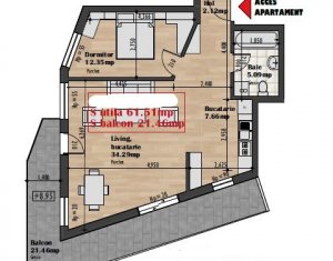 , 61.51m2 on Cluj-napoca, Zóna Iris